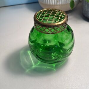 Antique Kralik Boho Czech *RARE* Green Draped or Festooned Flower Frog-1900